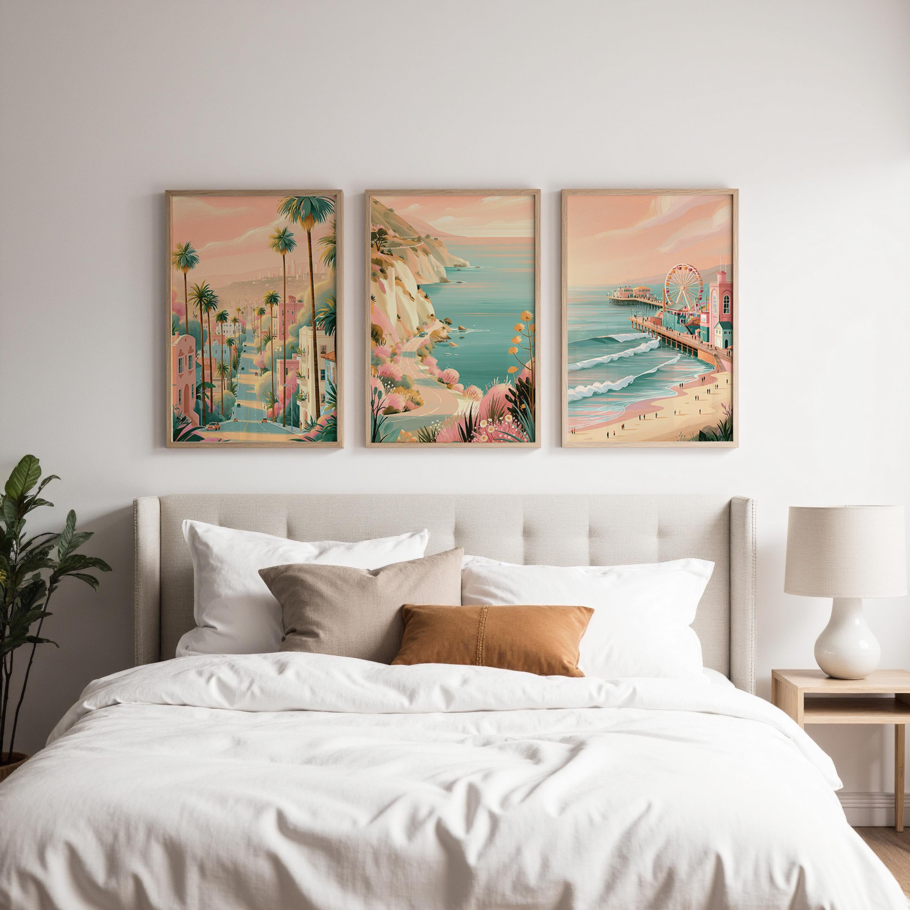 California Set Of 3 Posters - Los Angeles Coastal Wall Art - Travel Wall Art