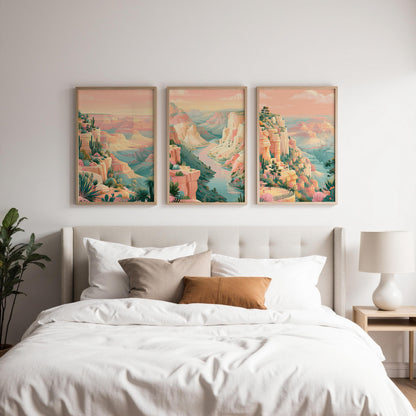 Grand Canyon Set Of 3 Posters - US National Park Wall Art Prints - Travel Wall Art
