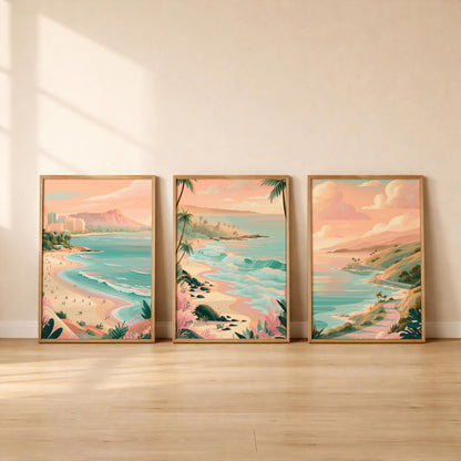 Hawaii Set Of 3 Posters - Maui Wall Art Prints - Travel Wall Art