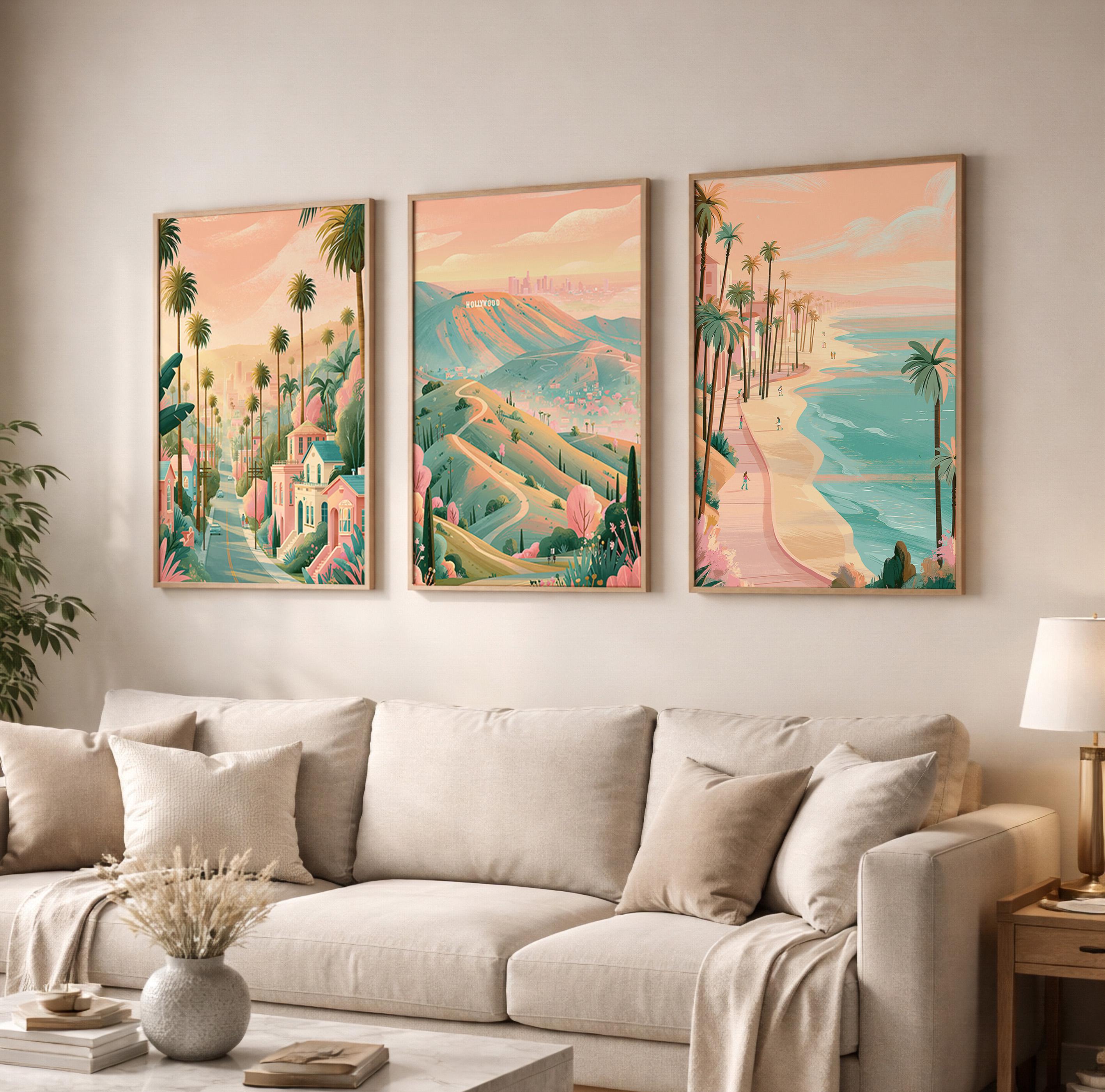 Los Angeles Set Of 3 Posters - California Wall Art Prints - Travel Wall Art