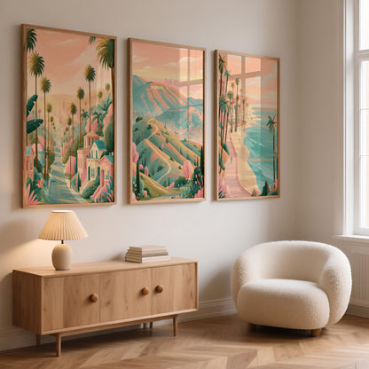 Los Angeles Set Of 3 Posters - California Wall Art Prints - Travel Wall Art