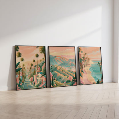 Los Angeles Set Of 3 Posters - California Wall Art Prints - Travel Wall Art