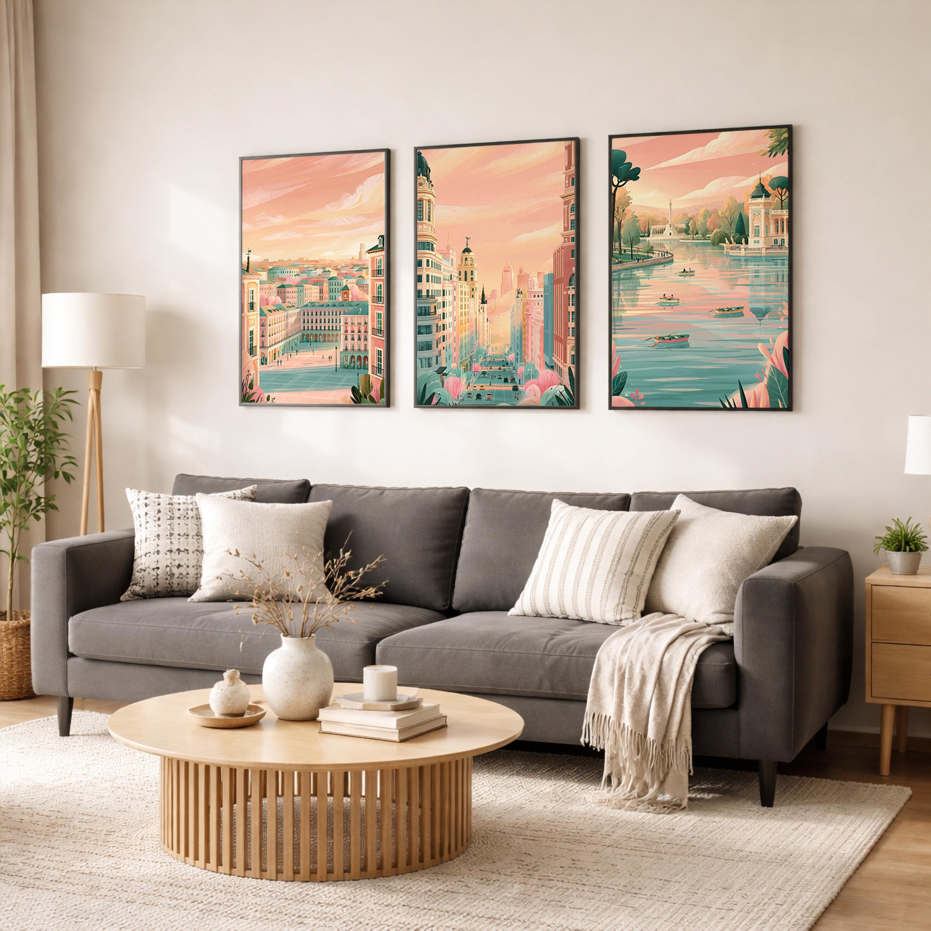 Madrid Set of 3 Posters - Spanish Cityscape Wall Art - Travel Wall Art