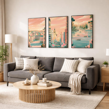 Madrid Set of 3 Posters - Spanish Cityscape Wall Art - Travel Wall Art