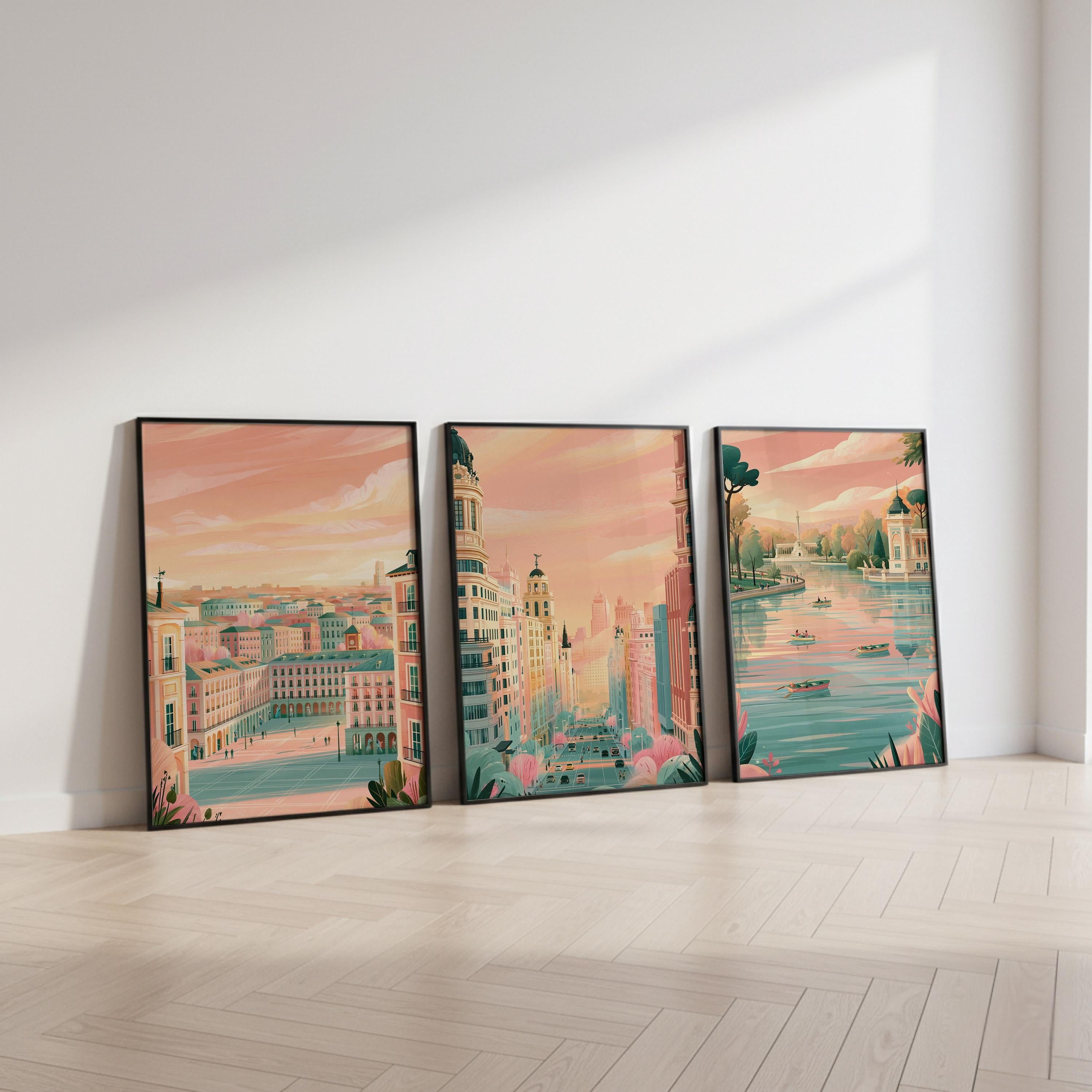 Madrid Set of 3 Posters - Spanish Cityscape Wall Art - Travel Wall Art