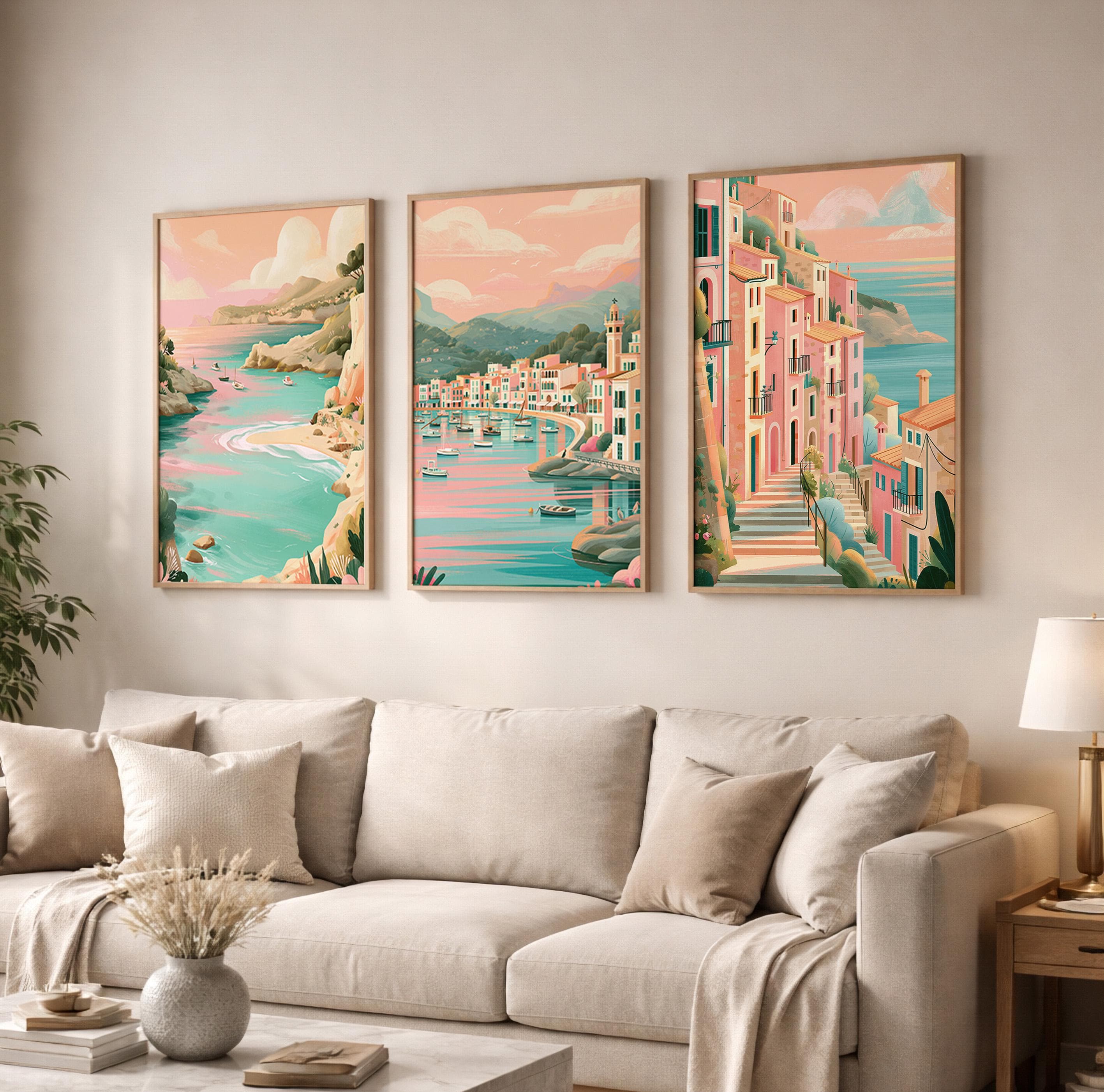Mallorca Set of 3 Posters - Mediterranean Coastal Wall Art Prints - Travel Wall Art