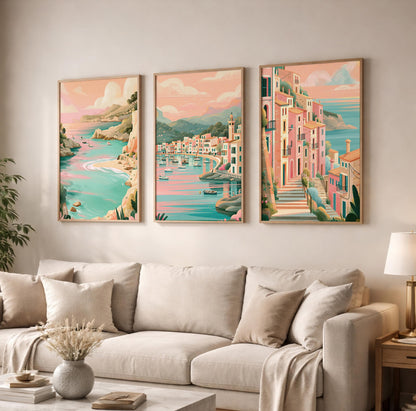 Mallorca Set of 3 Posters - Mediterranean Coastal Wall Art Prints - Travel Wall Art