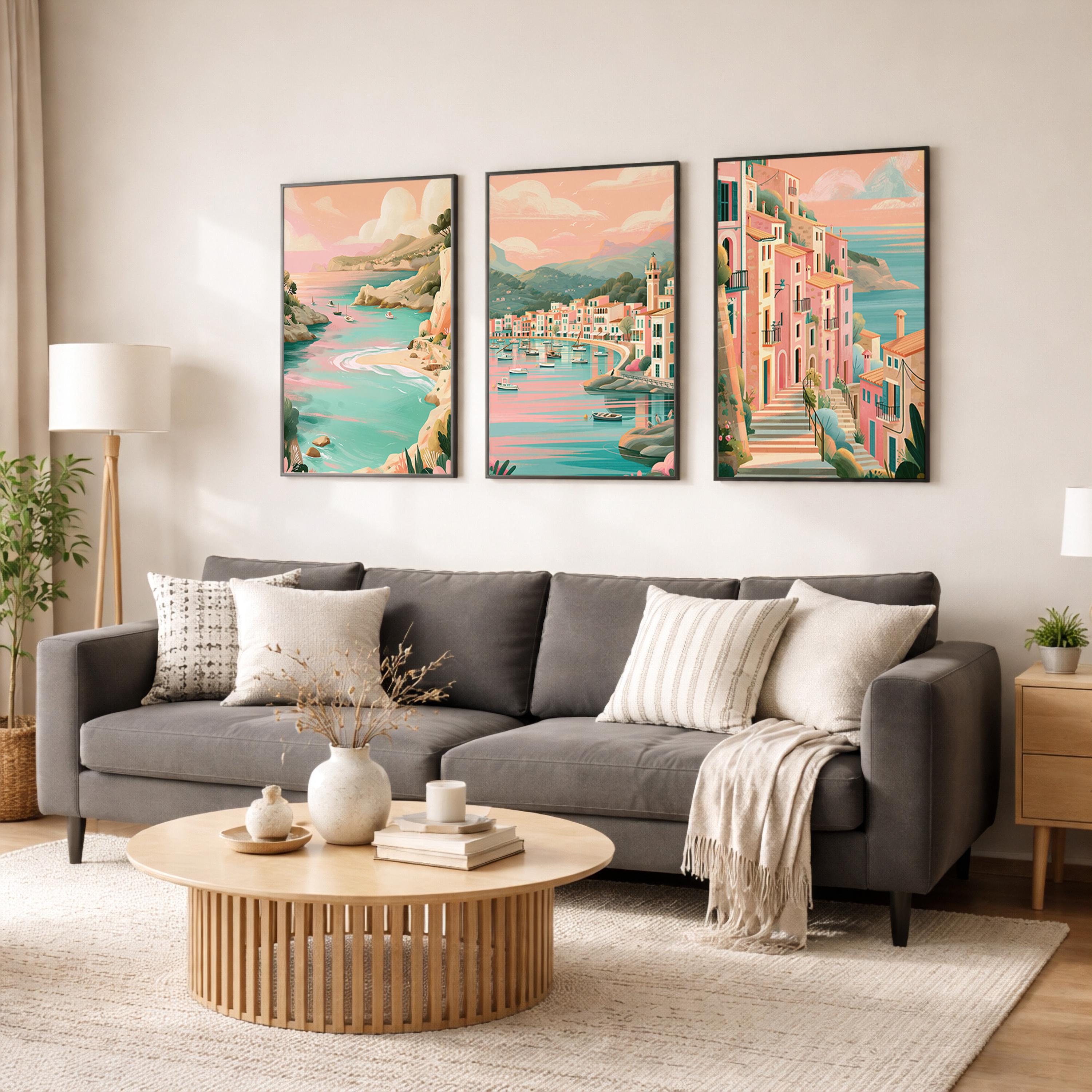 Mallorca Set of 3 Posters - Mediterranean Coastal Wall Art Prints - Travel Wall Art