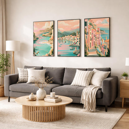 Mallorca Set of 3 Posters - Mediterranean Coastal Wall Art Prints - Travel Wall Art