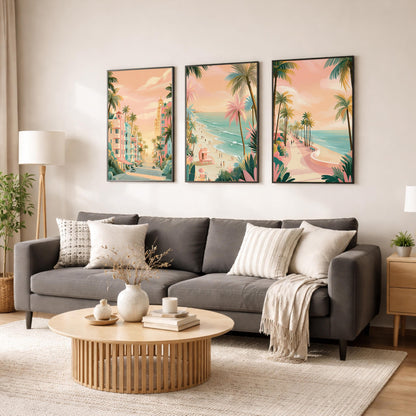 Miami Set Of 3 Posters - Florida Wall Art Prints - Travel Wall Art