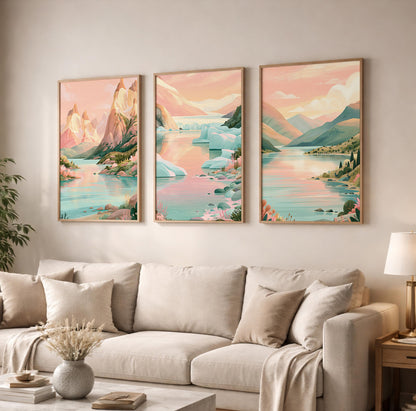 Patagonia Set of 3 Posters - Fitz Roy Wall Art Prints - Travel Wall Art