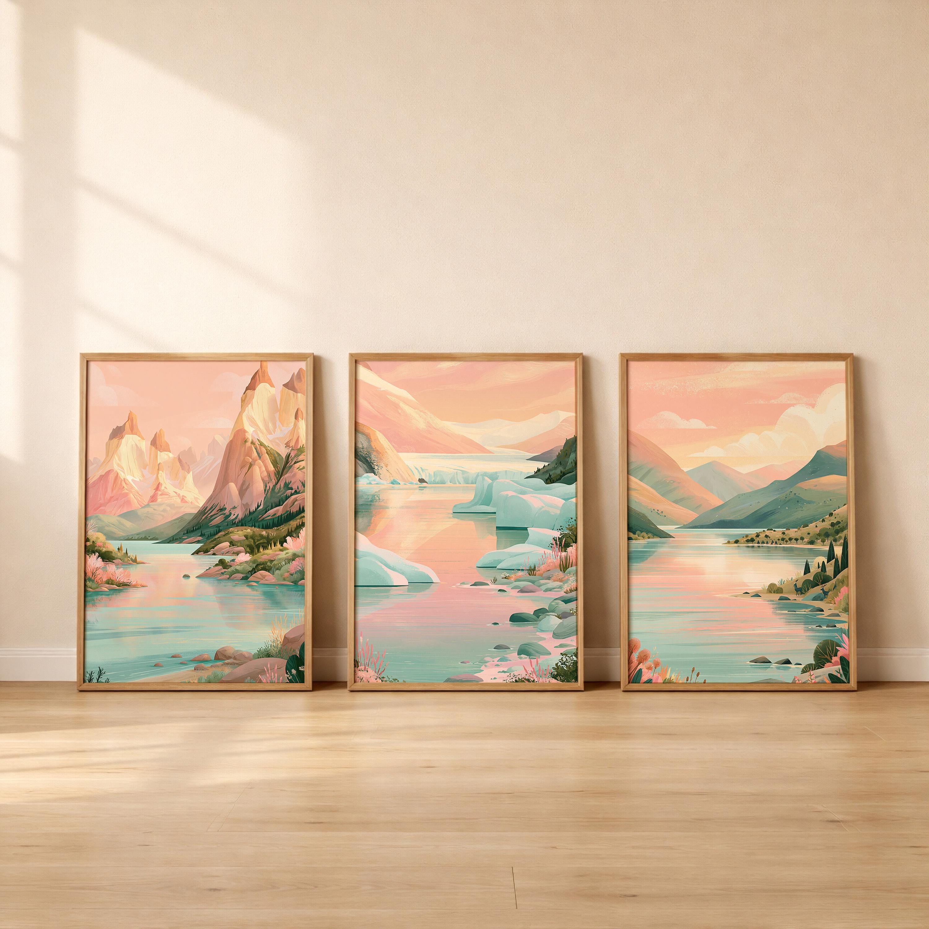 Patagonia Set of 3 Posters - Fitz Roy Wall Art Prints - Travel Wall Art