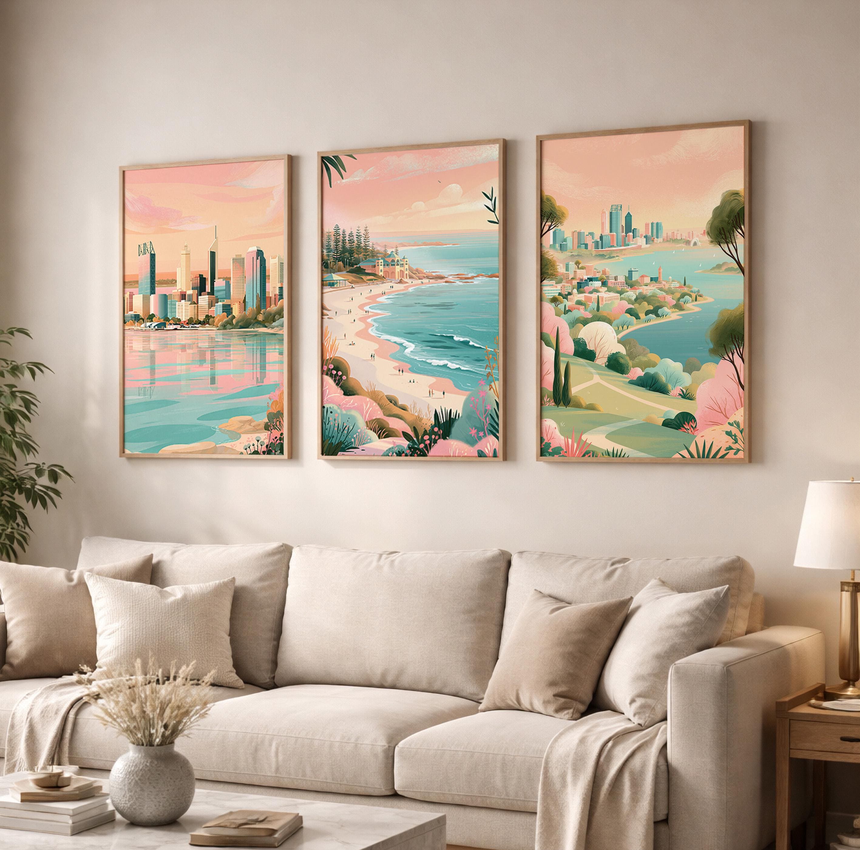 Perth Set Of 3 Poster Set - Western Australia Wall Art Prints - Travel Wall Art