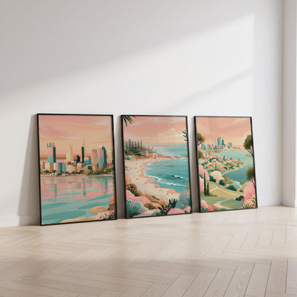 Perth Set Of 3 Poster Set - Western Australia Wall Art Prints - Travel Wall Art