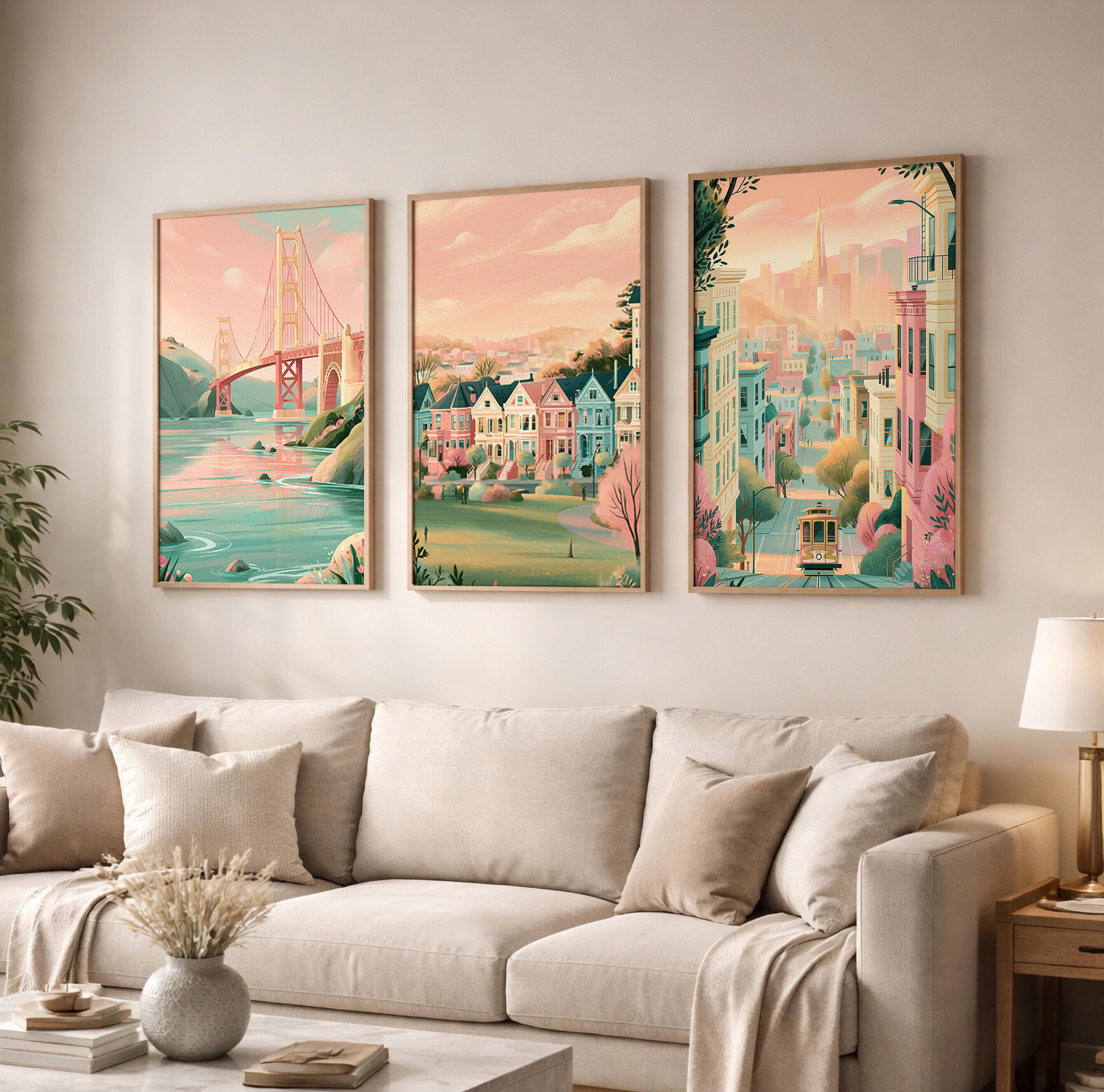San Fransico Set Of 3 Posters - California Wall Art Prints - Travel Wall Art