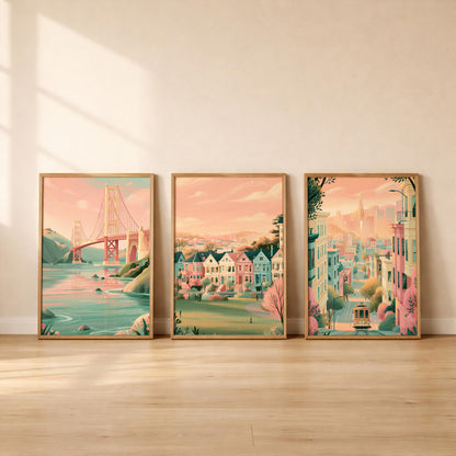 San Fransico Set Of 3 Posters - California Wall Art Prints - Travel Wall Art