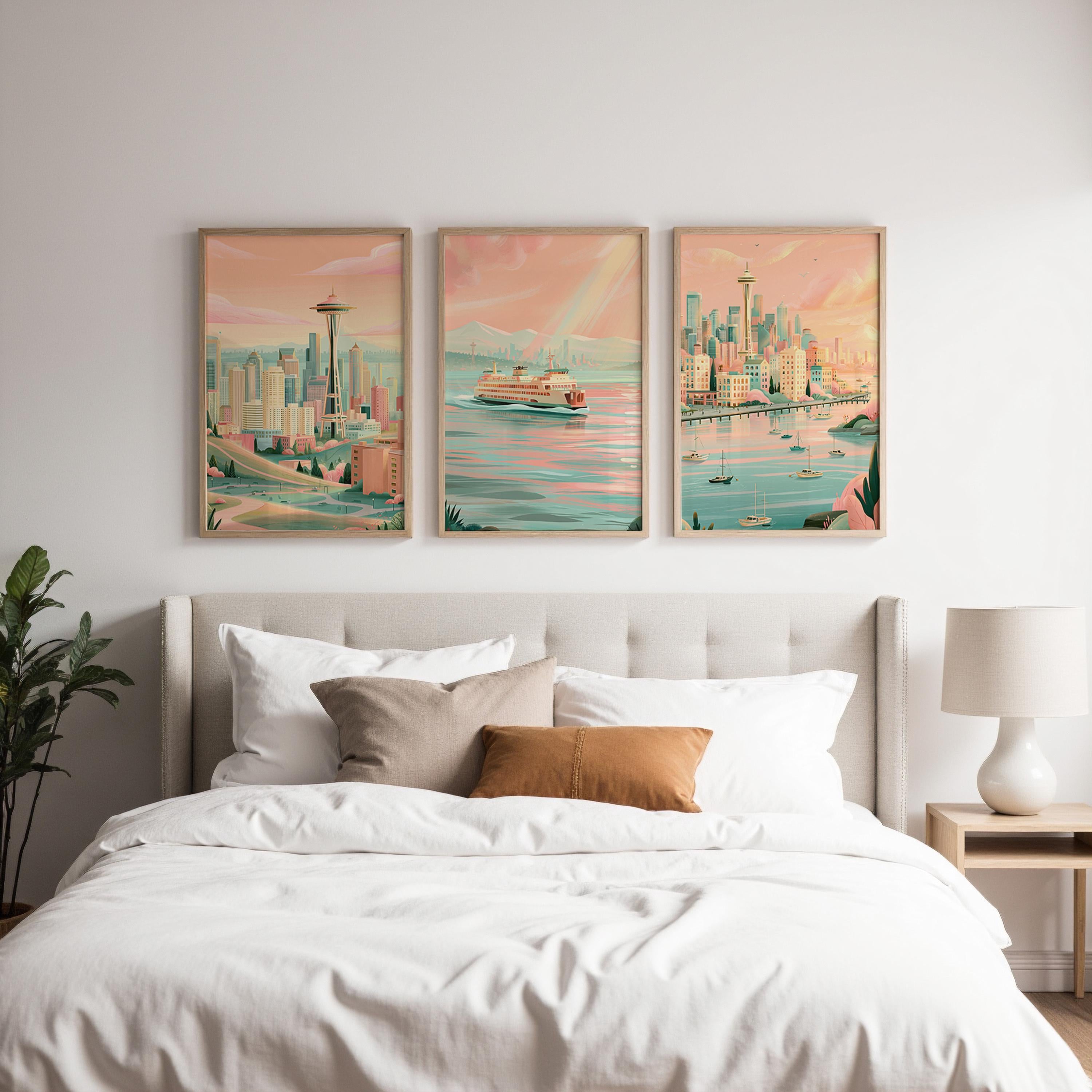 Seattle Set Of 3 Posters - Seattle Wall Art Prints - Travel Wall Art