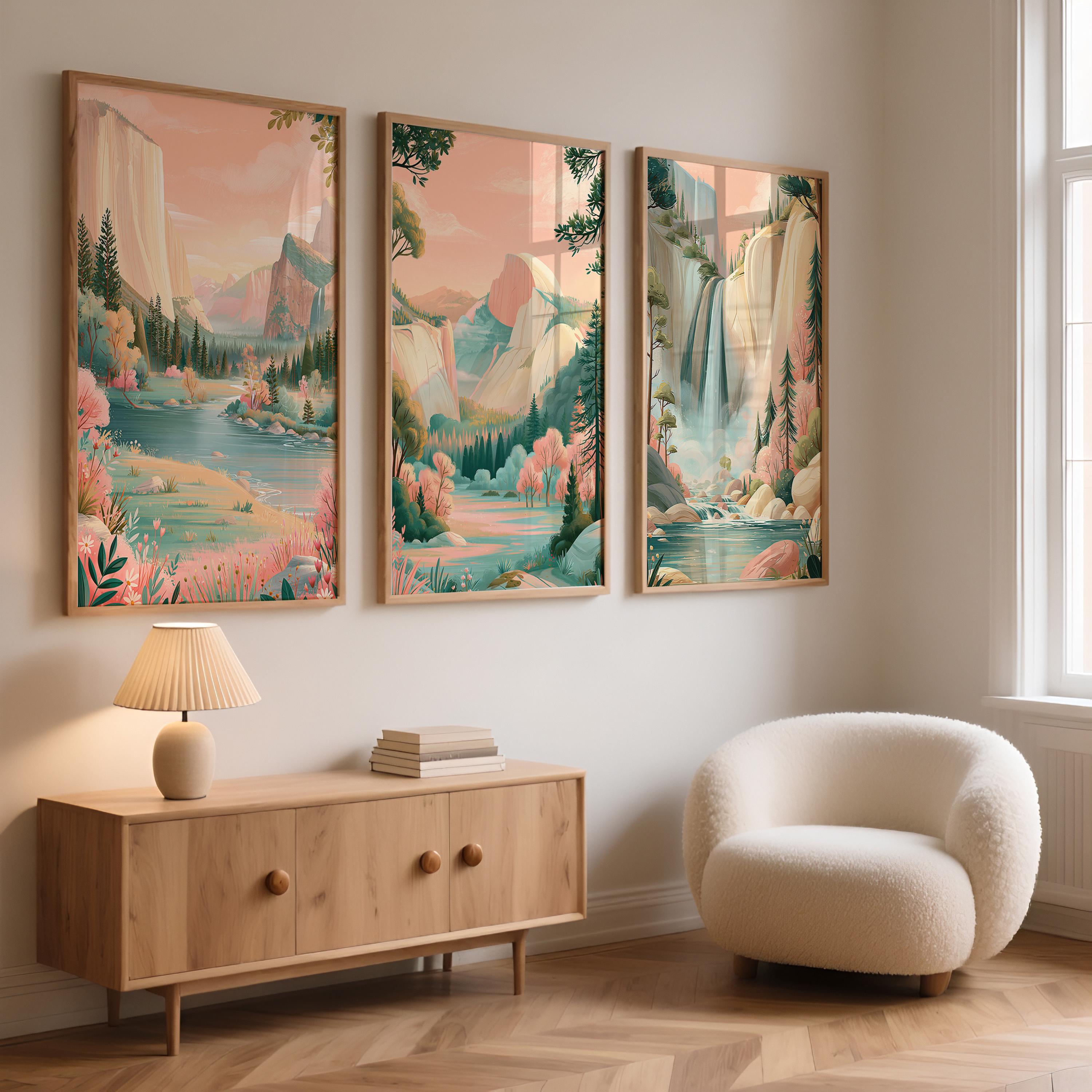 Yosemite Set Of 3 Posters - US National Parks Wall Art Prints - Travel Wall Art