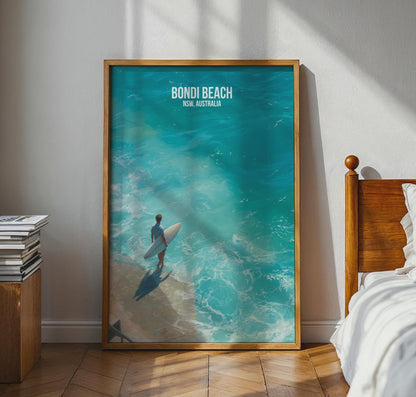 Bondi Beach Surfer Poster NSW Australia Wall Art - Travel Wall Art