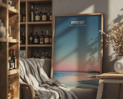 Byron Bay NSW Australia Poster Abstract Coastal Wall Art Print - Travel Wall Art