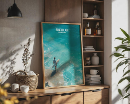 Bondi Beach Surfer Poster NSW Australia Wall Art - Travel Wall Art