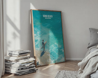 Bondi Beach Surfer Poster NSW Australia Wall Art - Travel Wall Art