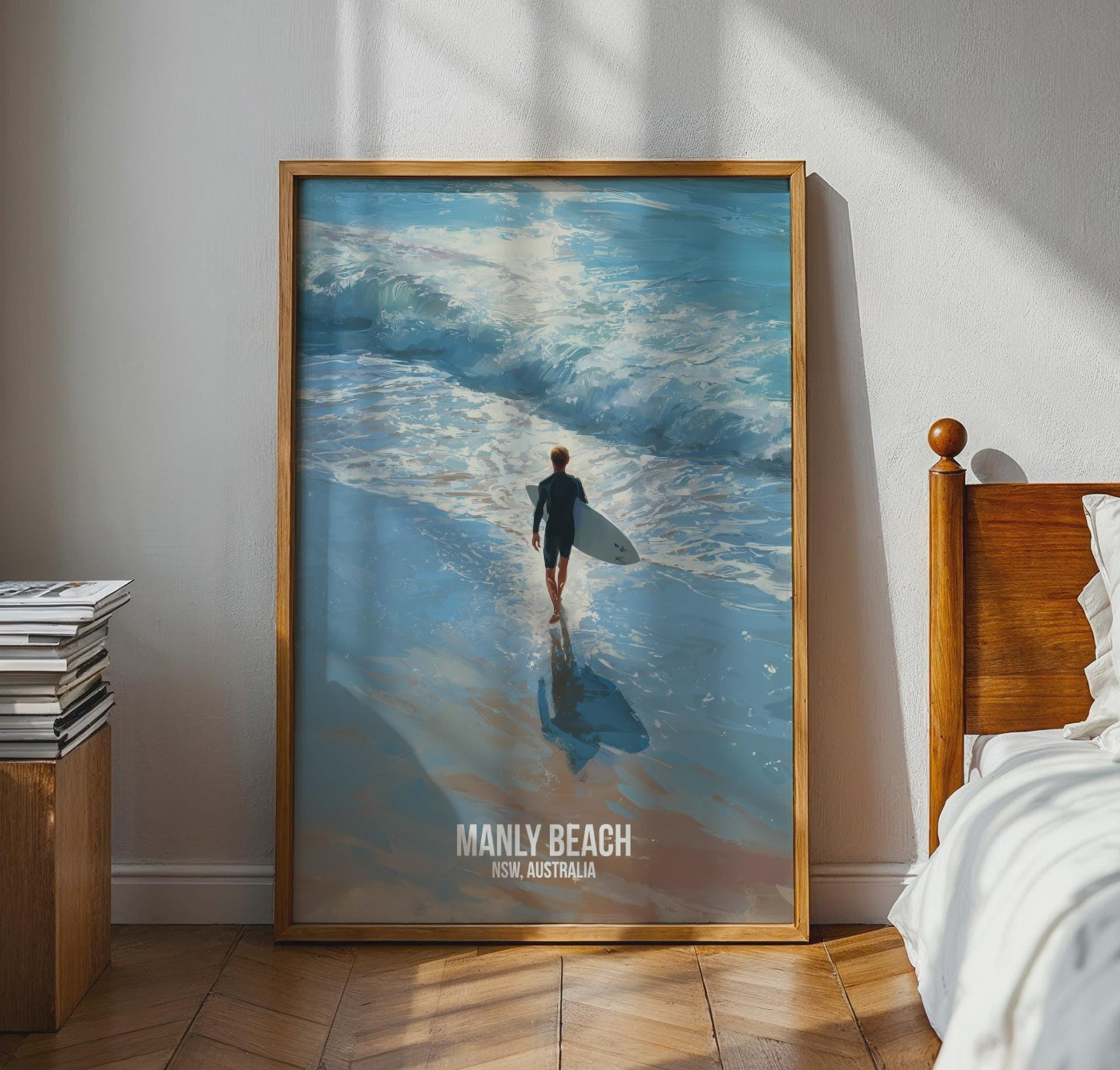 Manly Beach Surf Print Poster Wall Art NSW Australia - Travel Wall Art
