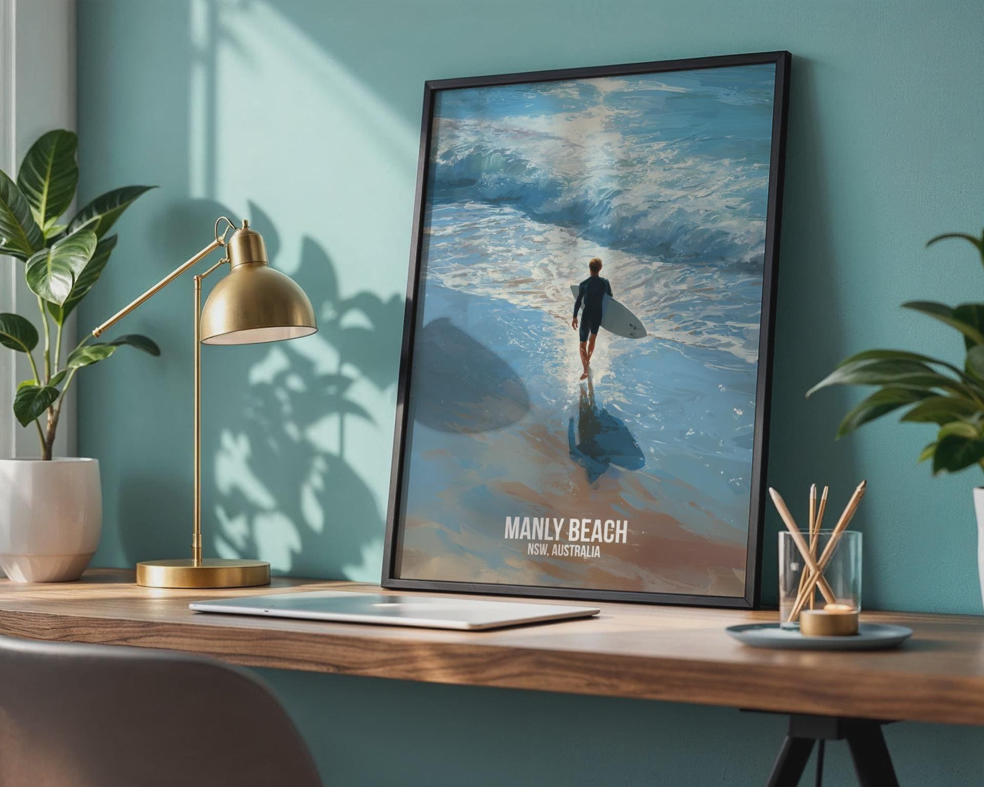 Manly Beach Surf Print Poster Wall Art NSW Australia - Travel Wall Art