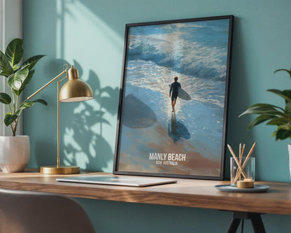 Manly Beach Surf Print Poster Wall Art NSW Australia - Travel Wall Art