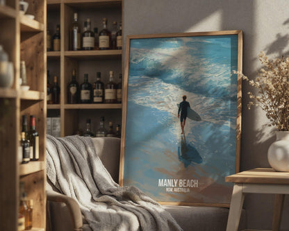 Manly Beach Surf Print Poster Wall Art NSW Australia - Travel Wall Art
