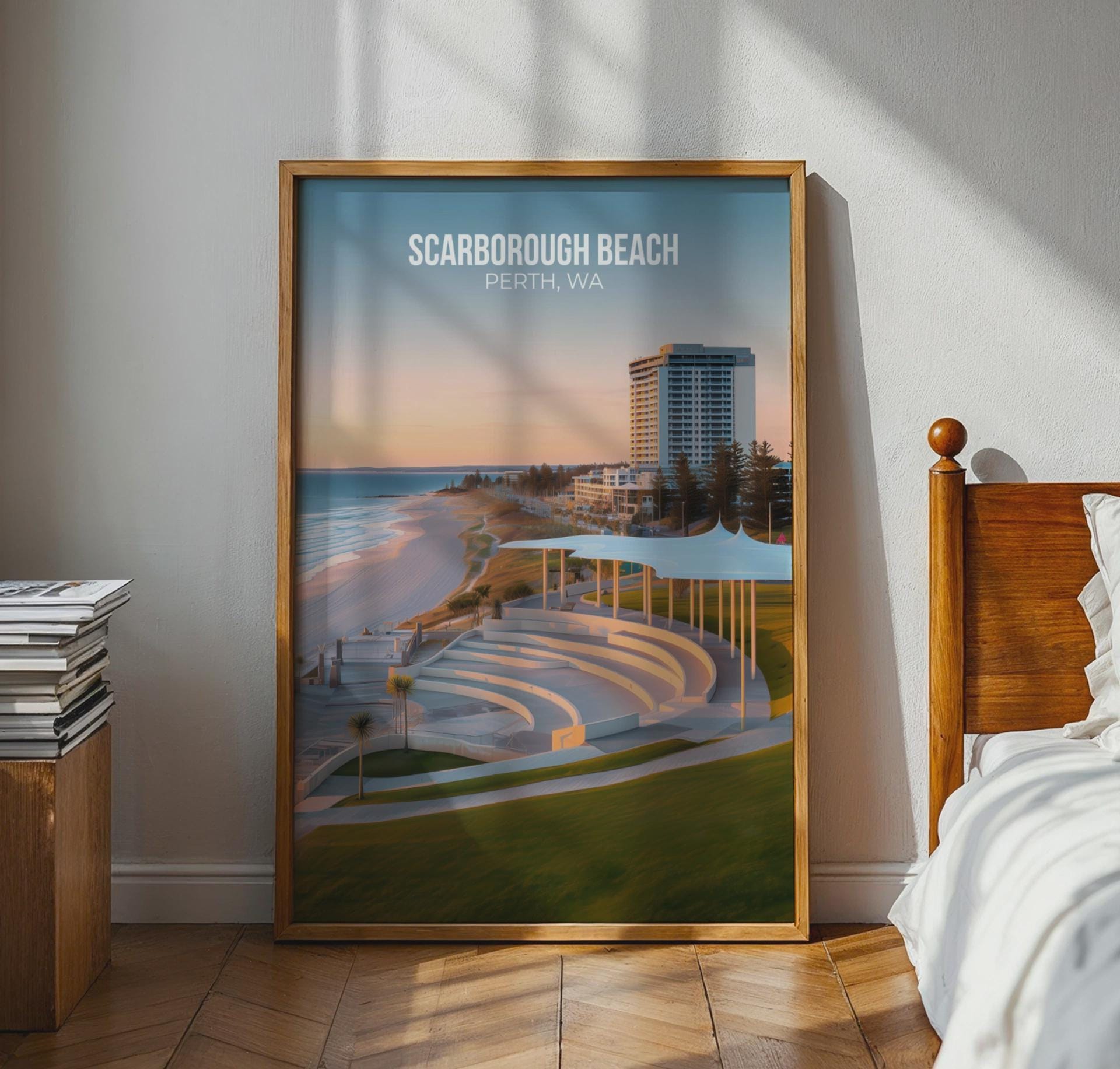 Scarborough Beach Poster Perth WA Coastal Wall Art - Travel Wall Art
