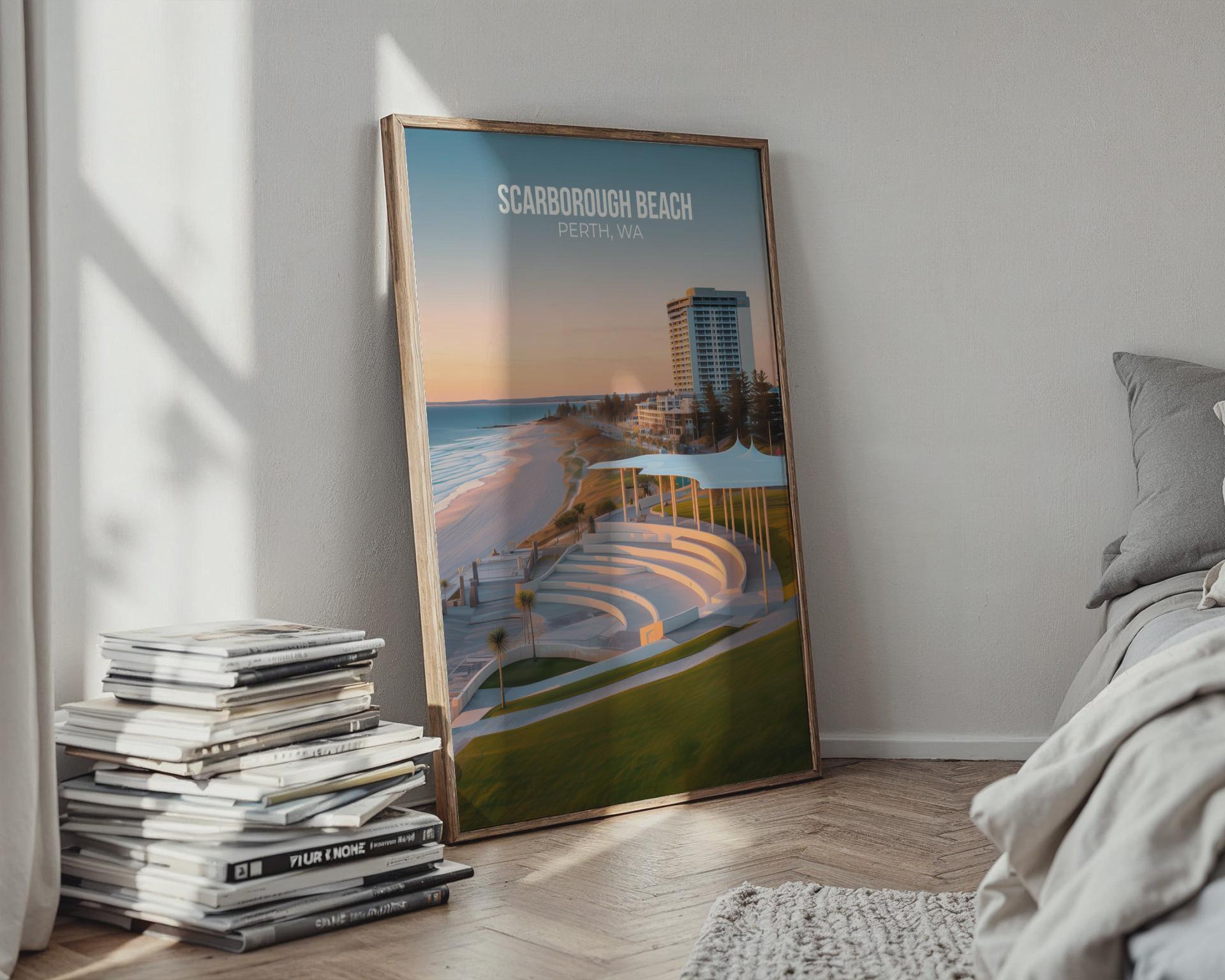 Scarborough Beach Poster Perth WA Coastal Wall Art - Travel Wall Art