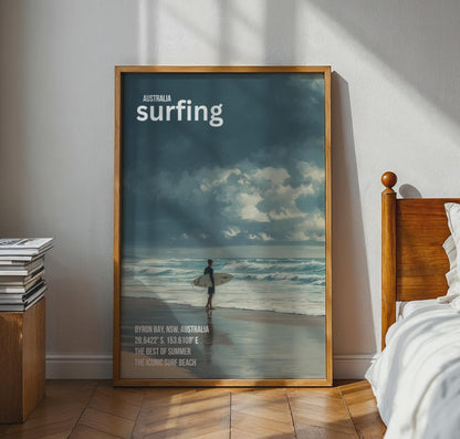Byron Bay Surfing Poster Summer Art Print - Travel Wall Art