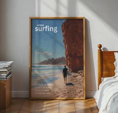 Bells Beach Surfing Poster Australia Coastal Wall Art - Travel Wall Art