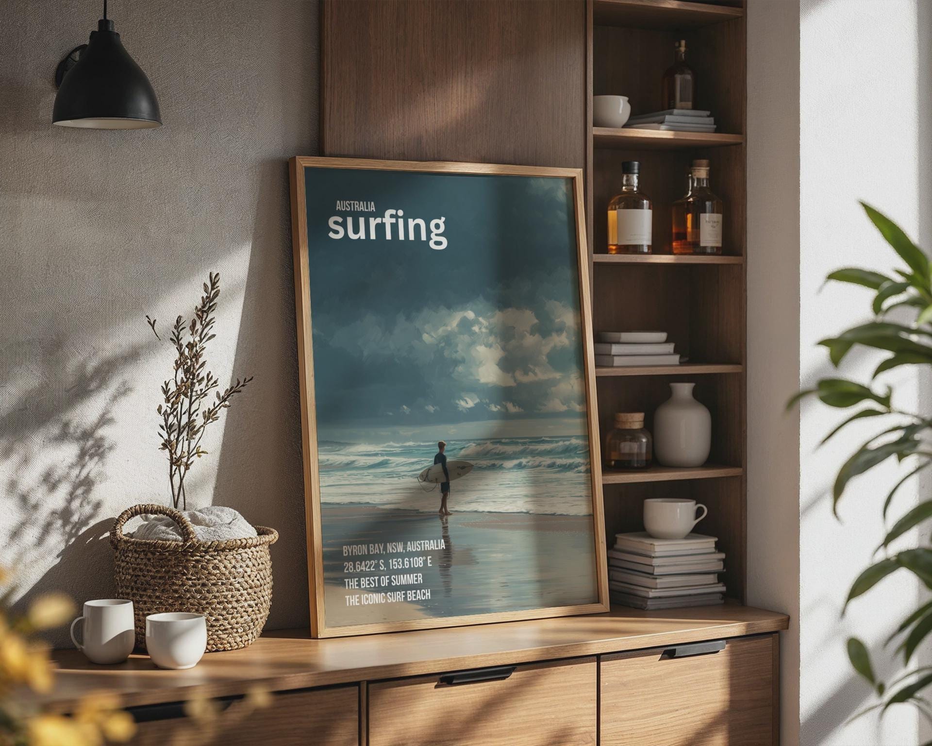 Byron Bay Surfing Poster Summer Art Print - Travel Wall Art