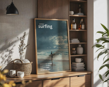 Byron Bay Surfing Poster Summer Art Print - Travel Wall Art