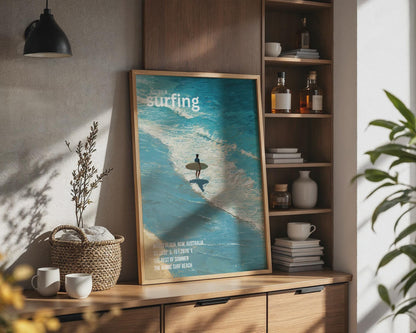 Surfing Poster Manly Beach Australia Art Print Wall Art - Travel Wall Art