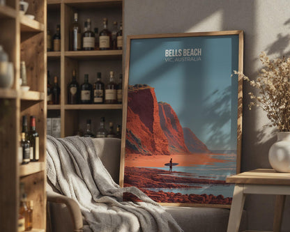 Bells Beach Vic Australia Coastal Poster Art Print - Travel Wall Art