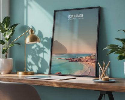 Bondi Beach Poster Art Print Landscape Australia Wall Art - Travel Wall Art