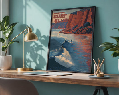 Bells Beach Surf Club Poster Wall Art Surfing Landscape Ocean Print - Travel Wall Art
