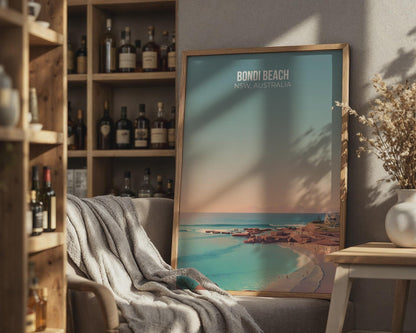Bondi Beach Poster Art Print Landscape Australia Wall Art - Travel Wall Art
