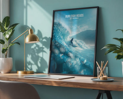 Burleigh Heads Surfing Print QLD Australia Wall Art - Travel Wall Art