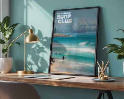 Mosman Beach Surf Club Poster Ocean Waves Surfer Wall Art - Travel Wall Art