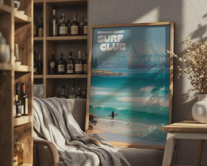 Mosman Beach Surf Club Poster Ocean Waves Surfer Wall Art - Travel Wall Art