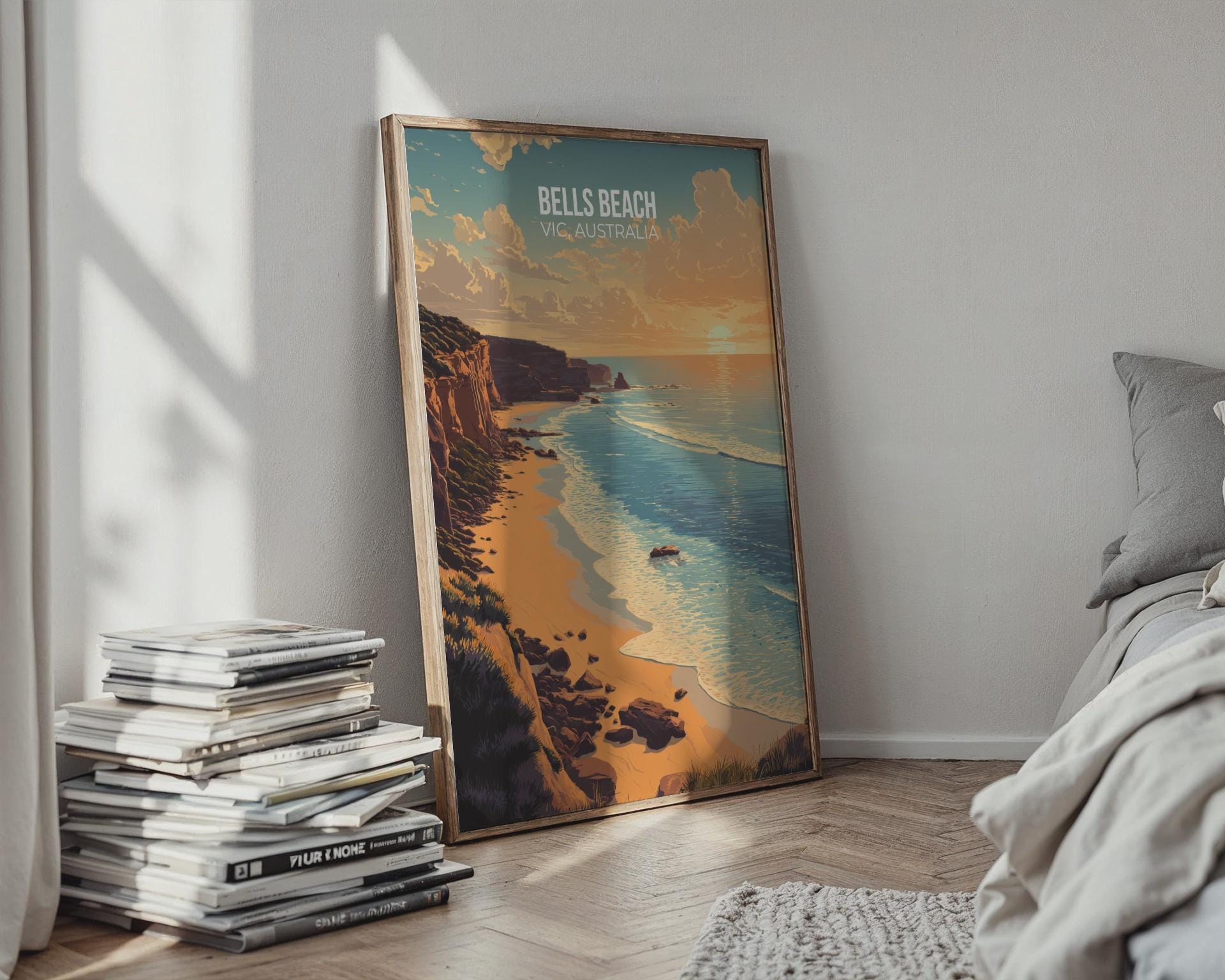 Bells Beach Victoria Australia Poster Art Print Scenic Coastal Landscape - Travel Wall Art