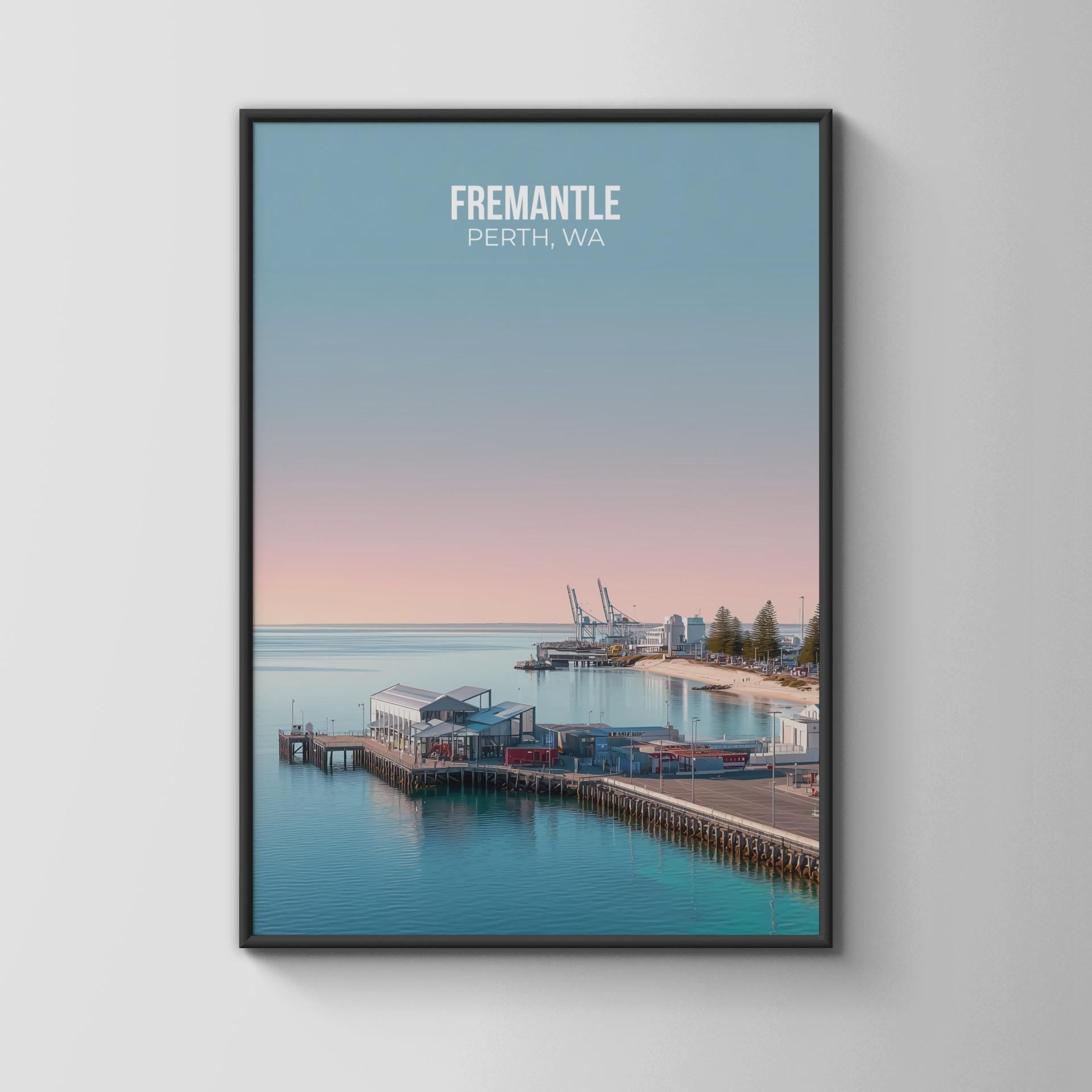 Fremantle Poster Perth WA Cityscape Wall Art - Travel Wall Art