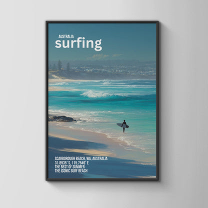 Scarborough Beach Surfing Poster Australia - Travel Wall Art