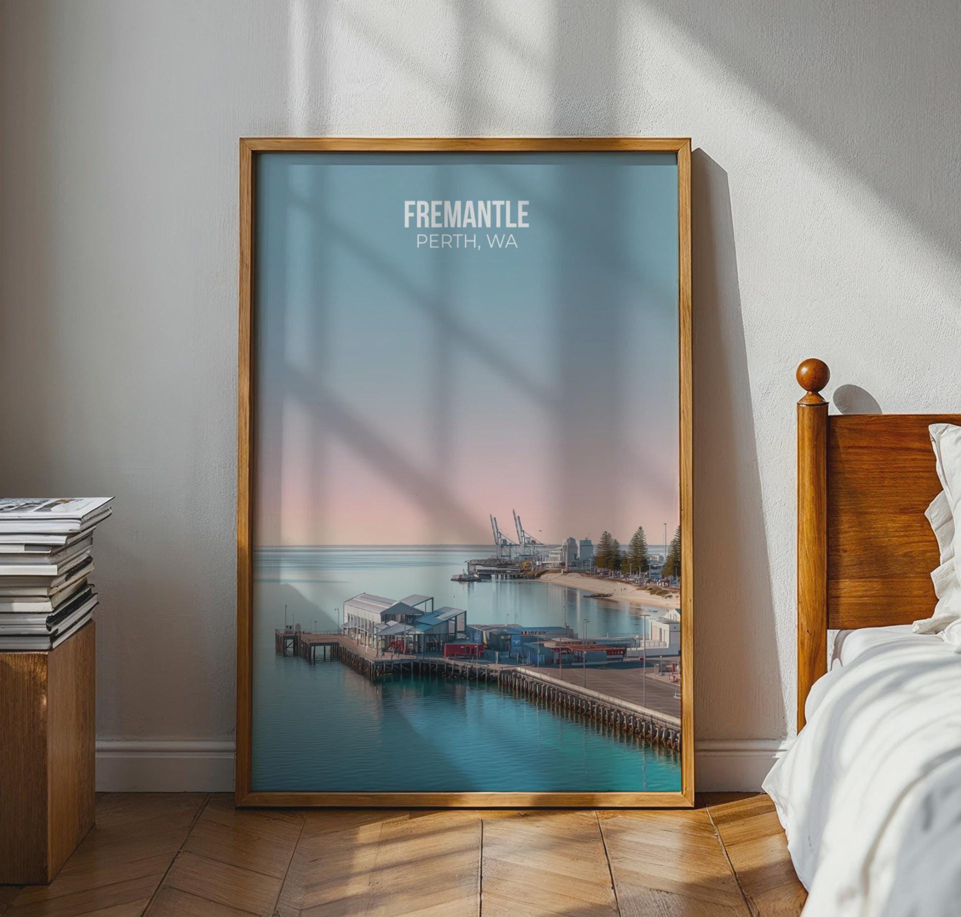 Fremantle Poster Perth WA Cityscape Wall Art - Travel Wall Art
