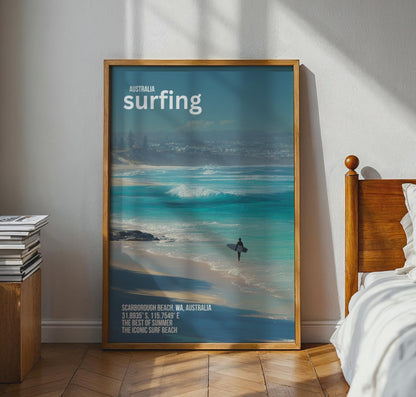 Scarborough Beach Surfing Poster Australia - Travel Wall Art