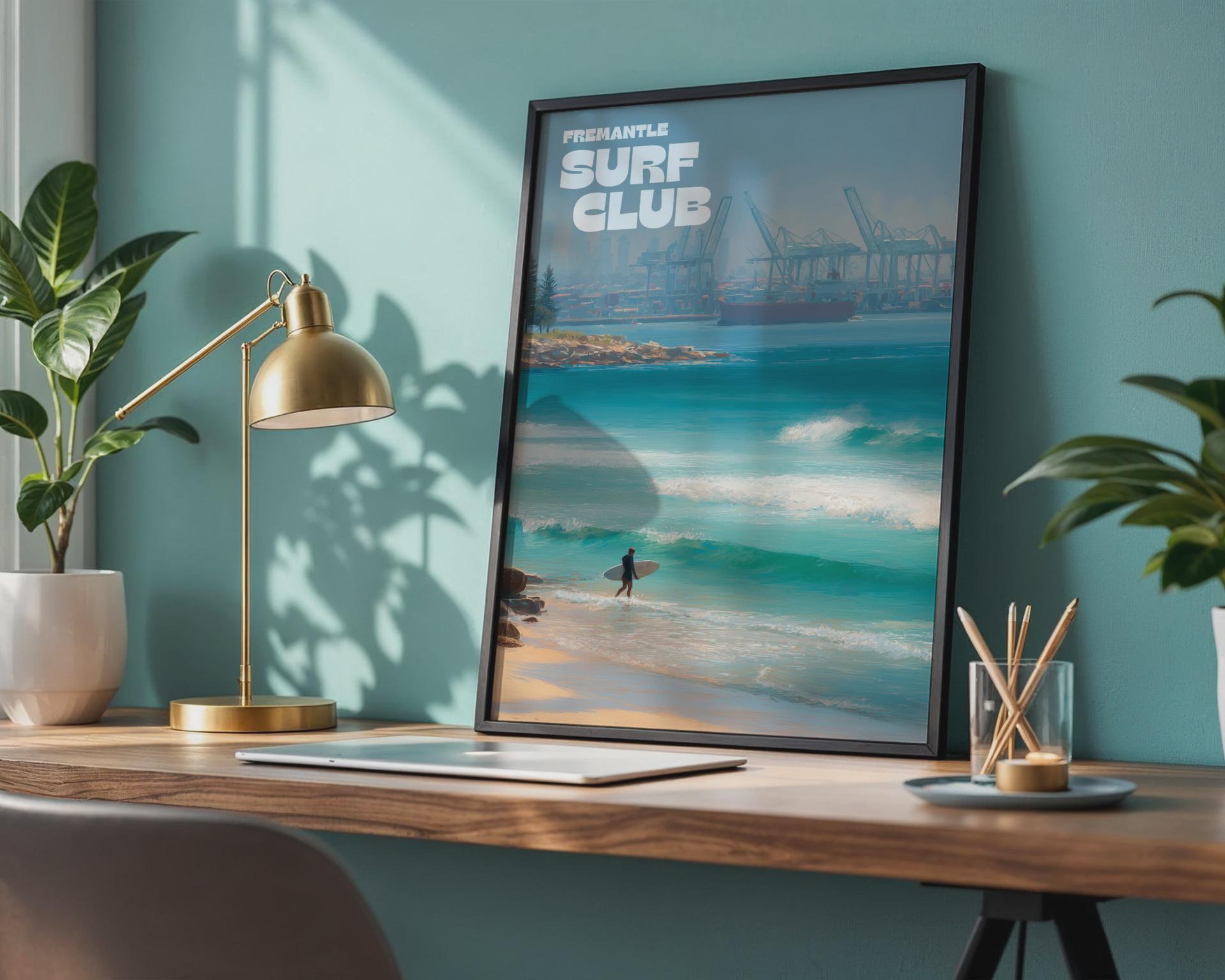 Fremantle Surf Club Poster Coastal Art - Travel Wall Art